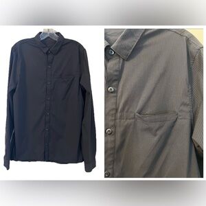 Lululemon The Closer Long Sleeve Button Up Shirt Men’s Size M Black Swift Office